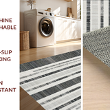 Ultra Soft Area Rug, Non Slip, Stain Resistant, Washable Area Rugs for Living Room, Bedroom, Linear Contrast Striped Carpet Runner with Alternating Bold and Narrow Bands(Gray)