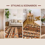 Ultra Soft Area Rug, Non Slip, Stain Resistant, Washable Area Rugs for Living Room, Bedroom, Eclectic Warm Toned Medallion Look(Orange)