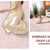 Ultra Soft Area Rug, Non Slip, Stain Resistant, Washable Area Rugs for Living Room, Bedroom, Preppy Bow Motif Rug Scalloped Edge Coquette-Inspired Smooth Accent(Pink)