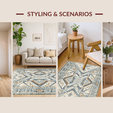 Ultra Soft Area Rug, Non Slip, Stain Resistant, Washable Area Rugs for Living Room, Bedroom, Modern Patterned Grey Harmony(Beige)