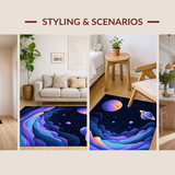 Ultra Soft Area Rug, Non Slip, Stain Resistant, Washable Area Rugs for Living Room, Bedroom, Vibrant Cosmic Planetary Aesthetic(Purple)