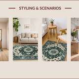 Ultra Soft Area Rug, Non Slip, Stain Resistant, Washable Area Rugs for Living Room, Bedroom, Rustic Textured Oriental Design Flair(White)