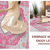 Ultra Soft Area Rug, Non Slip, Stain Resistant, Washable Area Rugs for Living Room, Bedroom, Soft Pastel Distressed Artistry(Pink)