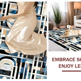 Ultra Soft Area Rug, Non Slip, Stain Resistant, Washable Area Rugs for Living Room, Bedroom, Art Deco Echo Rug: Black and White Linear Design(Blue)