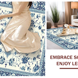 Elegant Ivory Blue Botanical Motif(Beige)