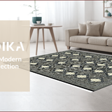 Ultra Soft Area Rug, Non Slip, Stain Resistant, Washable Area Rugs for Living Room, Bedroom, Black Ivory Geometric Living Room Area Rug(Black)