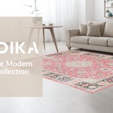 Ultra Soft Area Rug, Non Slip, Stain Resistant, Washable Area Rugs for Living Room, Bedroom, Chic Transitional Pastel Motif(Pink)