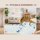 Ultra Soft Area Rug, Non Slip, Stain Resistant, Washable Area Rugs for Living Room, Bedroom, Cute Bow Accent Rug, Coquette Aesthetic Carpet(Blue)