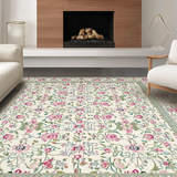 Ultra Soft Area Rug, Non Slip, Stain Resistant, Washable Area Rugs for Living Room, Bedroom, Vibrant Garden-Inspired Decor(Beige)