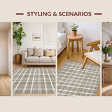 Ultra Soft Area Rug, Non Slip, Stain Resistant, Washable Area Rugs for Living Room, Bedroom, Warm Classic Checkered Aesthetic(Beige)