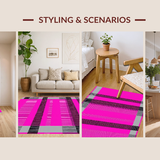 Ultra Soft Area Rug, Non Slip, Stain Resistant, Washable Area Rugs for Living Room, Bedroom, Chic Abstract Color Block Pattern(Pink)