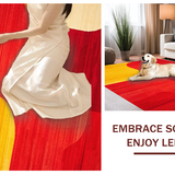 Ultra Soft Area Rug, Non Slip, Stain Resistant, Washable Area Rugs for Living Room, Bedroom, Contemporary Red and Yellow Harmony(Red)