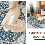 Ultra Soft Area Rug, Non Slip, Stain Resistant, Washable Area Rugs for Living Room, Bedroom, Elegant Tone-on-Tone Floral Motif(Blue)