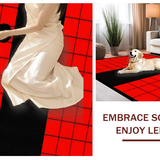 Ultra Soft Area Rug, Non Slip, Stain Resistant, Washable Area Rugs for Living Room, Bedroom, Geometric Red and Black Contrast(Red)