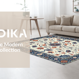 Ultra Soft Area Rug, Non Slip, Stain Resistant, Washable Area Rugs for Living Room, Bedroom, Transitional Vintage Floral Elegance(White)