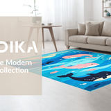Ultra Soft Area Rug, Non Slip, Stain Resistant, Washable Area Rugs for Living Room, Bedroom, Charming Aquatic Fantasy Aesthetic(Blue)