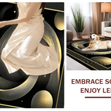 Ultra Soft Area Rug, Non Slip, Stain Resistant, Washable Area Rugs for Living Room, Bedroom, Dynamic Abstract Visual Rhythm(Gold)