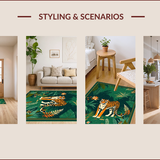 Ultra Soft Area Rug, Non Slip, Stain Resistant, Washable Area Rugs for Living Room, Bedroom, Vintage Jungle Ethnic Aesthetic(Green)