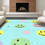 Ultra Soft Area Rug, Non Slip, Stain Resistant, Washable Area Rugs for Living Room, Bedroom, Bright Joyful Graphic Aesthetic(Blue)
