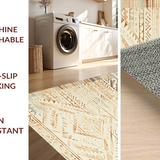 Ultra Soft Area Rug, Non Slip, Stain Resistant, Washable Area Rugs for Living Room, Bedroom, Intricate Aztec Patterned Decor(Beige)