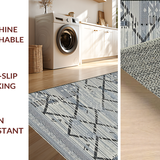 Ultra Soft Area Rug, Non Slip, Stain Resistant, Washable Area Rugs for Living Room, Bedroom, Sleek Monochrome Lattice Design(Gray)