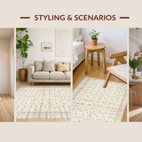Ultra Soft Area Rug, Non Slip, Stain Resistant, Washable Area Rugs for Living Room, Bedroom, Minimalist Abstract Lattice Arrangement(Beige)