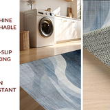 Ultra Soft Area Rug, Non Slip, Stain Resistant, Washable Area Rugs for Living Room, Bedroom, Rustic Grey Star Motif(Blue)