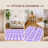 Ultra Soft Area Rug, Non Slip, Stain Resistant, Washable Area Rugs for Living Room, Bedroom, Youthful Elegant Lattice Arrangement(Purple)