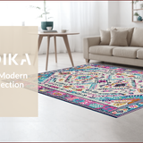 Ultra Soft Area Rug, Non Slip, Stain Resistant, Washable Area Rugs for Living Room, Bedroom, Modern Abstract Patterned Delight(White)