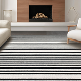 Ultra Soft Area Rug, Non Slip, Stain Resistant, Washable Area Rugs for Living Room, Bedroom, Modern Black And White Stripe Rug: Geometric Entryway Decor(Black)