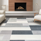 Ultra Soft Area Rug, Non Slip, Stain Resistant, Washable Area Rugs for Living Room, Bedroom, Sleek Neutral Tone Striping(Gray)