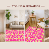 Ultra Soft Area Rug, Non Slip, Stain Resistant, Washable Area Rugs for Living Room, Bedroom, Lively Springtime Botanical Touch(Pink)