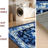 Ultra Soft Area Rug, Non Slip, Stain Resistant, Washable Area Rugs for Living Room, Bedroom, Sophisticated Floral Chinoiserie Aesthetic(Blue)