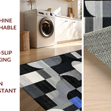Ultra Soft Area Rug, Non Slip, Stain Resistant, Washable Area Rugs for Living Room, Bedroom, Sophisticated Black and White Aesthetic(Black)