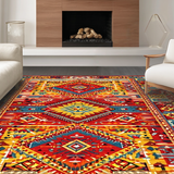 Ultra Soft Area Rug, Non Slip, Stain Resistant, Washable Area Rugs for Living Room, Bedroom, Artistic Colorful Patchwork Motif(Red)