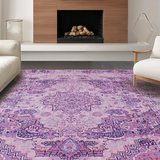Ultra Soft Area Rug, Non Slip, Stain Resistant, Washable Area Rugs for Living Room, Bedroom, Rustic Distressed Mauve Aesthetic(Purple)