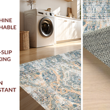 Ultra Soft Area Rug, Non Slip, Stain Resistant, Washable Area Rugs for Living Room, Bedroom, Contemporary Floret Design Style(Beige)