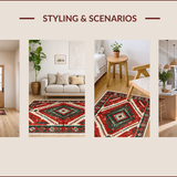 Ultra Soft Area Rug, Non Slip, Stain Resistant, Washable Area Rugs for Living Room, Bedroom, Farmhouse Vintage Christmas Living Room Washable Carpet(Red)