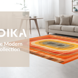 Ultra Soft Area Rug, Non Slip, Stain Resistant, Washable Area Rugs for Living Room, Bedroom, Eclectic Rainbow Abstract Design(Orange)