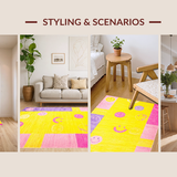 Ultra Soft Area Rug, Non Slip, Stain Resistant, Washable Area Rugs for Living Room, Bedroom, Vibrant Rainbow Notebook Aesthetic(Yellow)