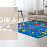 Ultra Soft Area Rug, Non Slip, Stain Resistant, Washable Area Rugs for Living Room, Bedroom, Cheerful Melody Pattern Rug(Blue)