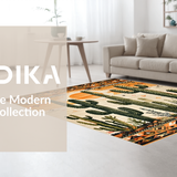 Ultra Soft Area Rug, Non Slip, Stain Resistant, Washable Area Rugs for Living Room, Bedroom, Whimsical Cactus Rainbow Aesthetic(Orange)