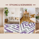 Ultra Soft Area Rug, Non Slip, Stain Resistant, Washable Area Rugs for Living Room, Bedroom, Delicate Soft Tones with Shapes(Purple)