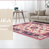 Ultra Soft Area Rug, Non Slip, Stain Resistant, Washable Area Rugs for Living Room, Bedroom, Floral Vintage Washable Nursery Area Carpet(White)