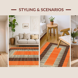 Ultra Soft Area Rug, Non Slip, Stain Resistant, Washable Area Rugs for Living Room, Bedroom, Chic Striped Relaxation Mat(Orange)