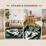 Ultra Soft Area Rug, Non Slip, Stain Resistant, Washable Area Rugs for Living Room, Bedroom, Lush Jungle Animal Illustration(Brown)