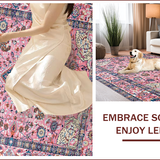 Ultra Soft Area Rug, Non Slip, Stain Resistant, Washable Area Rugs for Living Room, Bedroom, Vintage Floral Medallion Elegance(Pink)