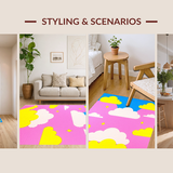 Ultra Soft Area Rug, Non Slip, Stain Resistant, Washable Area Rugs for Living Room, Bedroom, Sunny Playful Artistic Elements(Pink)