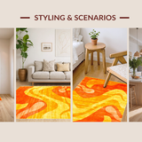 Ultra Soft Area Rug, Non Slip, Stain Resistant, Washable Area Rugs for Living Room, Bedroom, Stylish Cozy Fluffy Color Gradient(Orange)