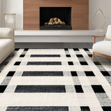 Ultra Soft Area Rug, Non Slip, Stain Resistant, Washable Area Rugs for Living Room, Bedroom, Retro Contrast Woven Floor Covering with Minimalist Linear Pattern(Beige)